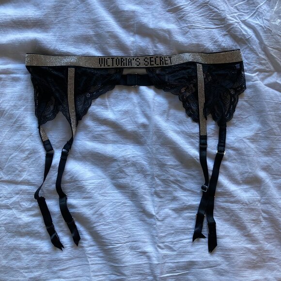 Victoria's Secret Shine 3 Piece Matching Lace Set w/ Lace Stockings - Picture 12 of 16